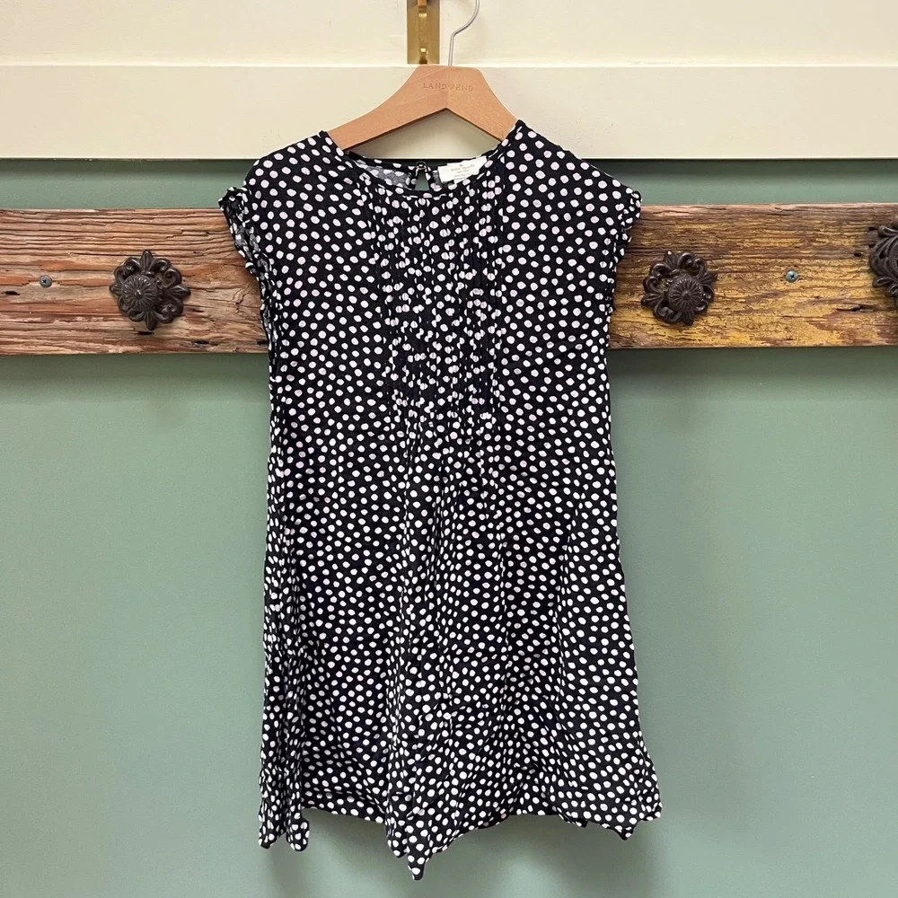 Kate Spade‎ New York Girls Polka Dot Shift Dress Black Pink Pintuck Size 10Y 140